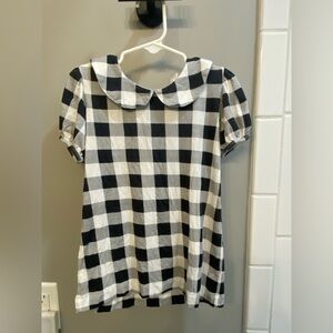 Kate Quinn Black and White Checkered Peter Pan Top / Size 5Y / EUC